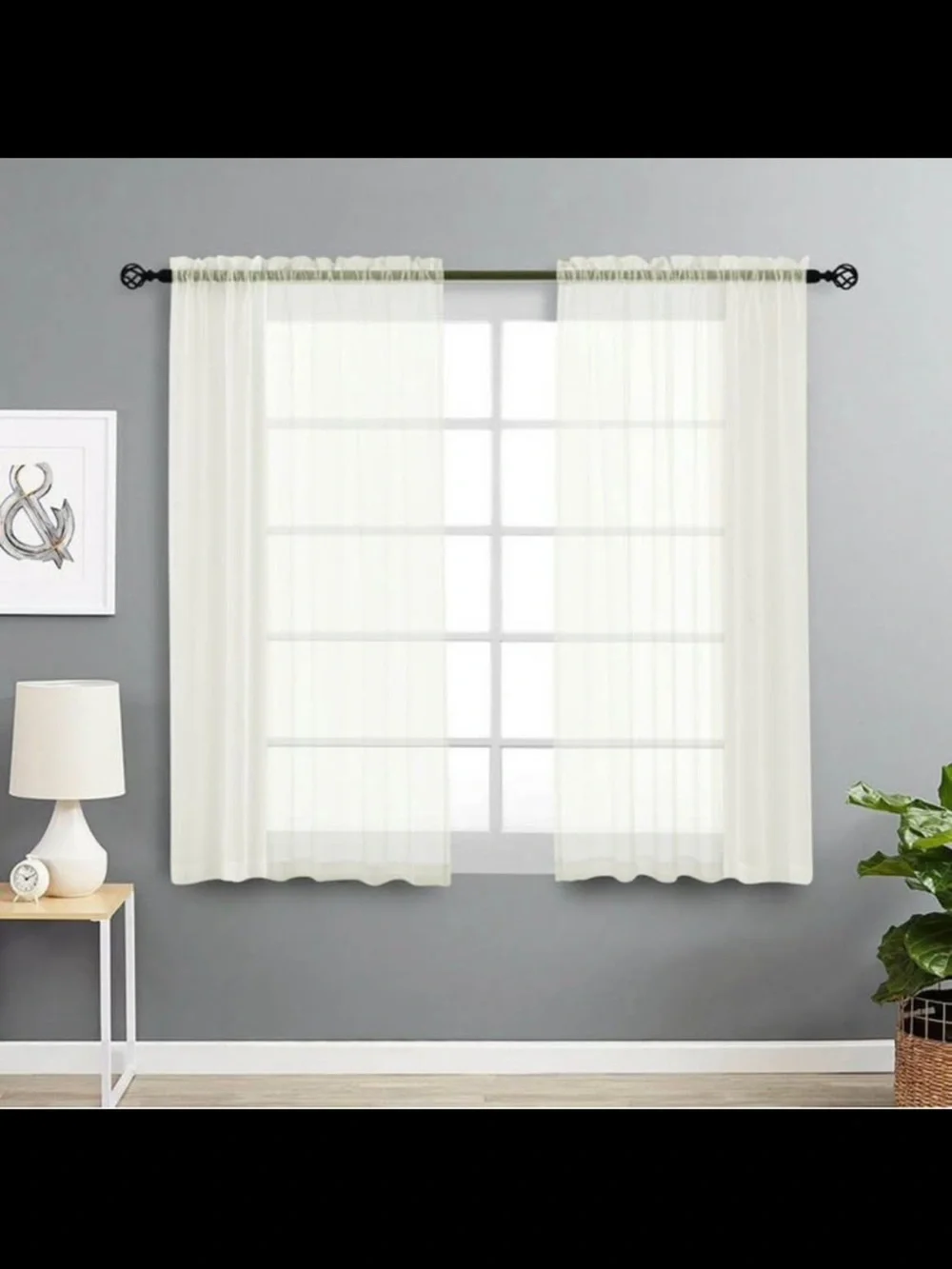 Kate Aurora Living 2 Pack Basic Home Rod Pocket Sheer Voile Window Curtains